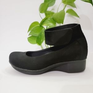 Dansko Nubuck leather black Lulu ankle strap